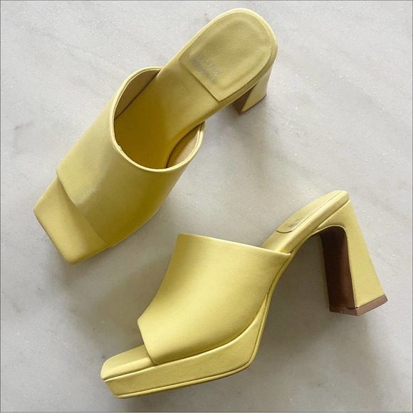 Jeffrey Campbell Shoes - JEFFREY CAMPBELL Caviar Light Yellow Platform Slide Sandals